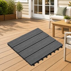 Practical Grey Decking Tiles for Patios and Gardens - 11 Pcs
