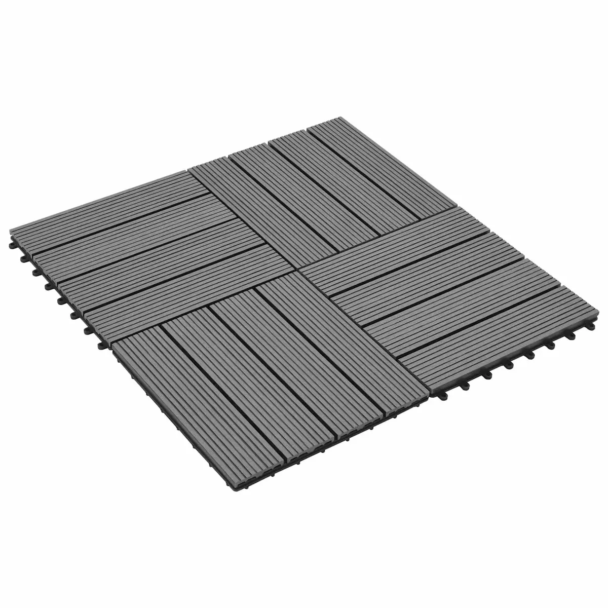 Decking Tile Wood-Plastic Composite 30x30cm Grey 11 Piece Square Interlocking Outdoor Garden Patio Floor
