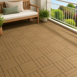 Decking Tile 3D Modern Design 11 pcs Brown 30 x 30 cm WPC Flooring