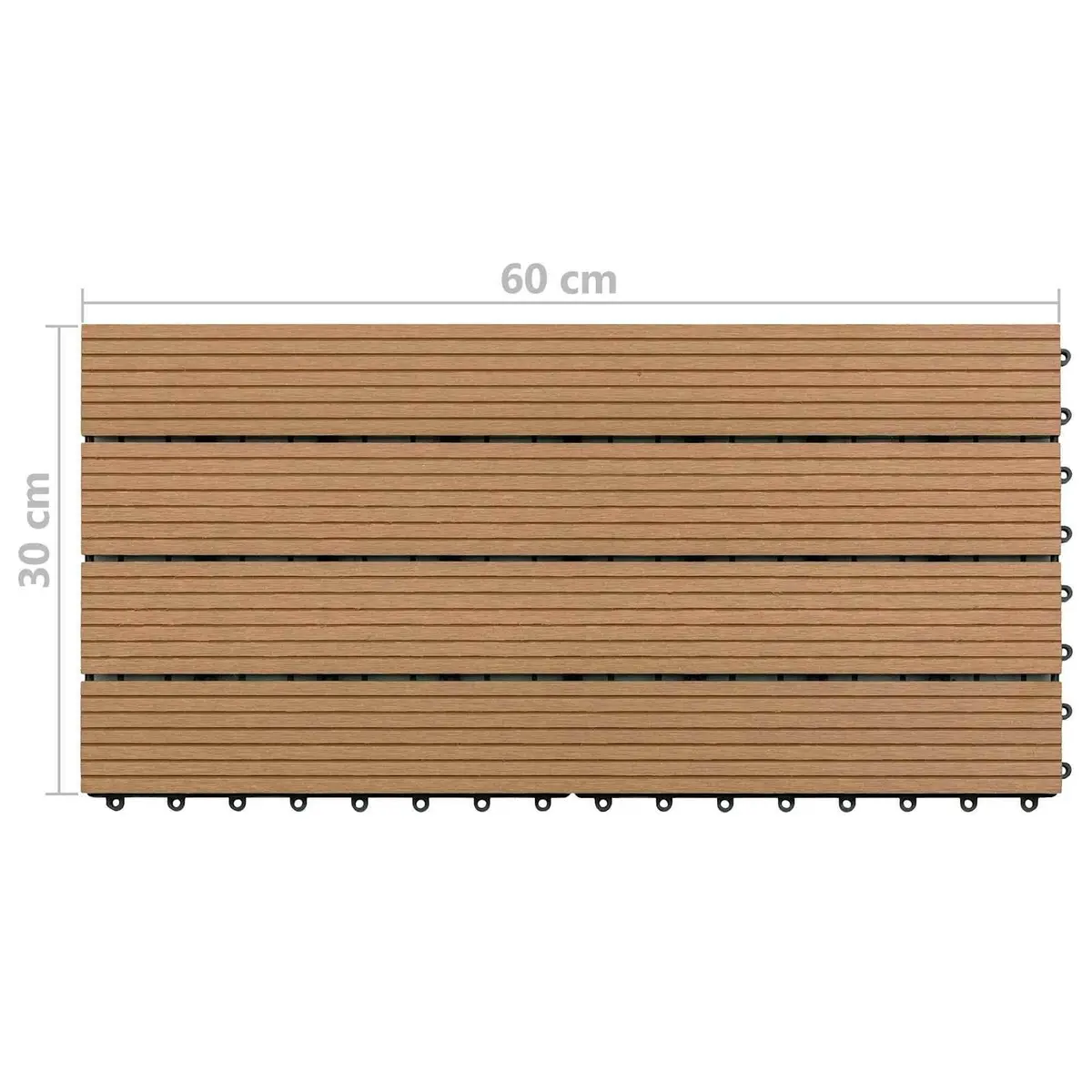 Decking Tile WPC 60 x 30 cm Brown Modern Rectangular 6 Pieces Patio Flooring