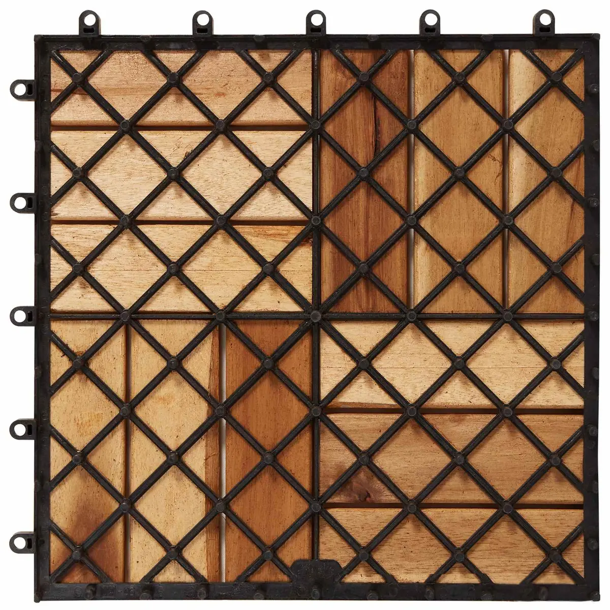 Decking Tile Acacia Hardwood 30 x 30 cm Brown Interlocking Square 10 Piece