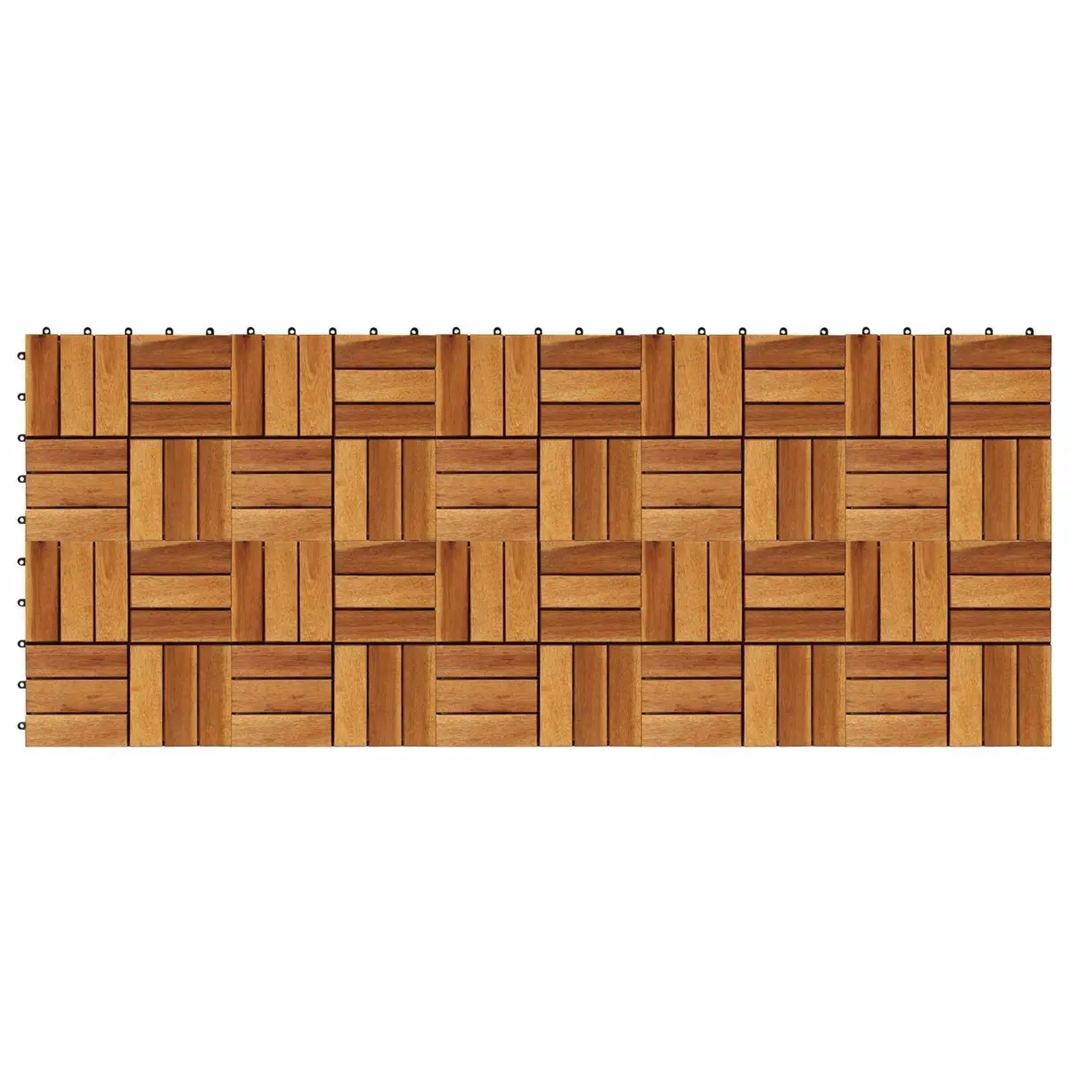 Decking Tile Acacia Hardwood 30 x 30 cm Brown Interlocking Square 10 Piece