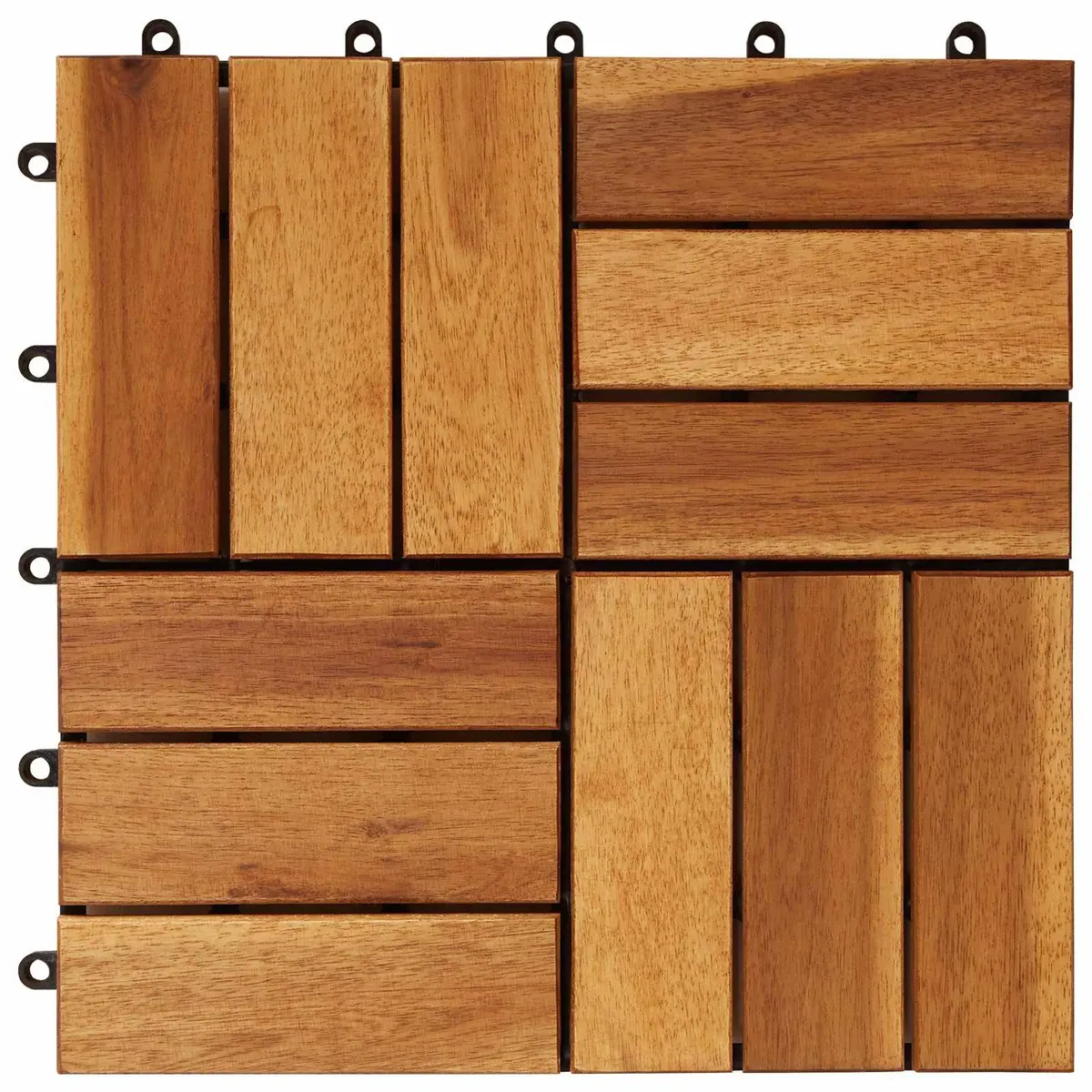 Decking Tile Acacia Hardwood 30 x 30 cm Brown Interlocking Square 10 Piece