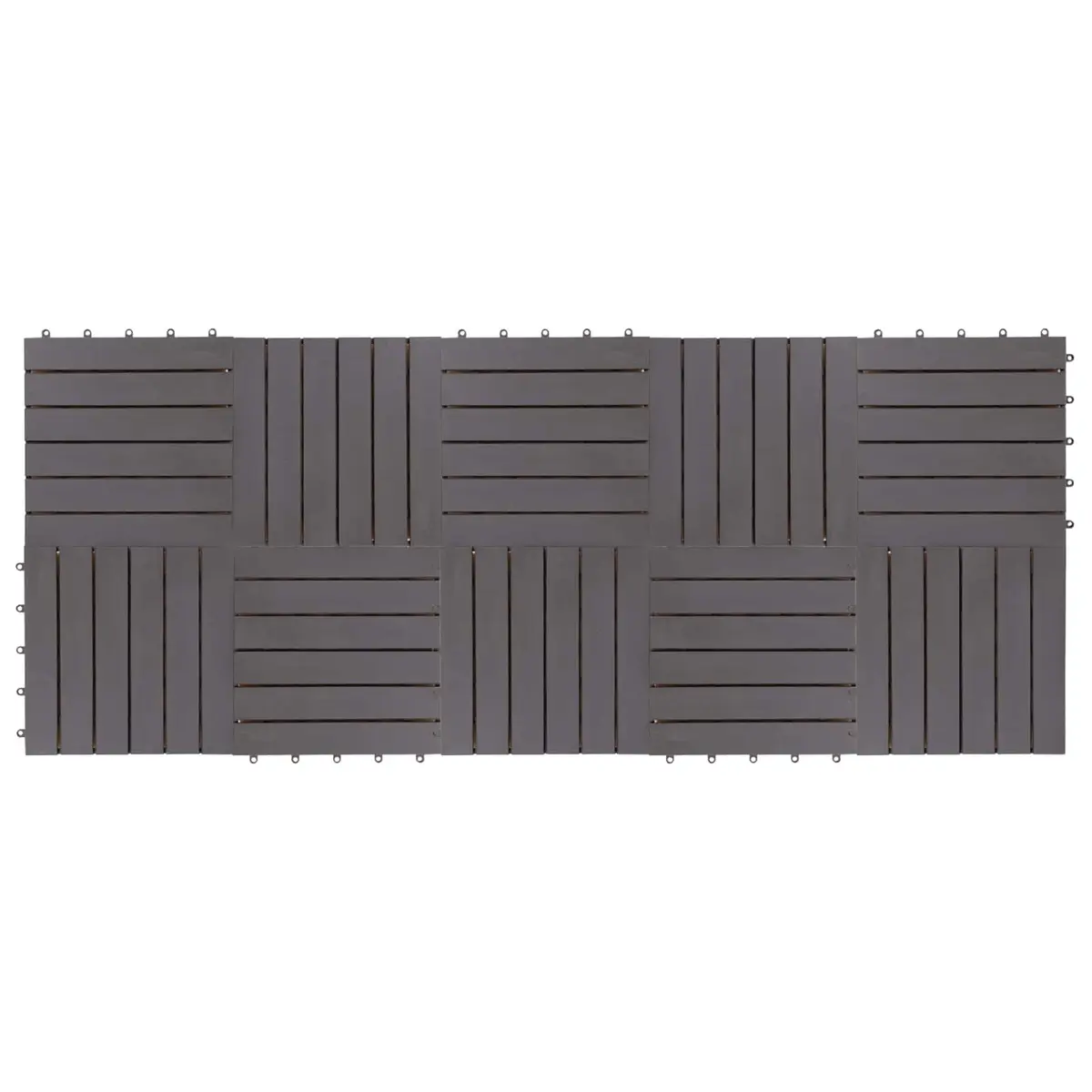 Interlocking Decking Tile Acacia Hardwood Grey 30x30cm Outdoor 10 Pieces Square