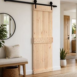 Solid Pine Wood Internal Door 85 x 210 cm Natural Brown Minimalist Design