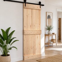 Solid Pine Wood Door Interior 100 x 210 cm Natural Minimalist Design Clean Lines