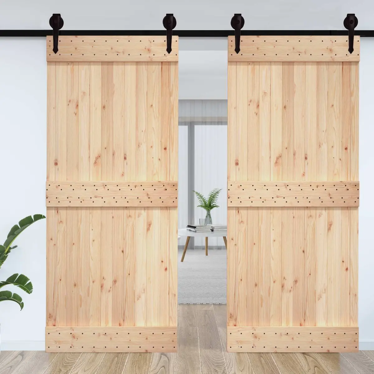 Solid Pine Wood Door for Home Use 100 x 210 cm