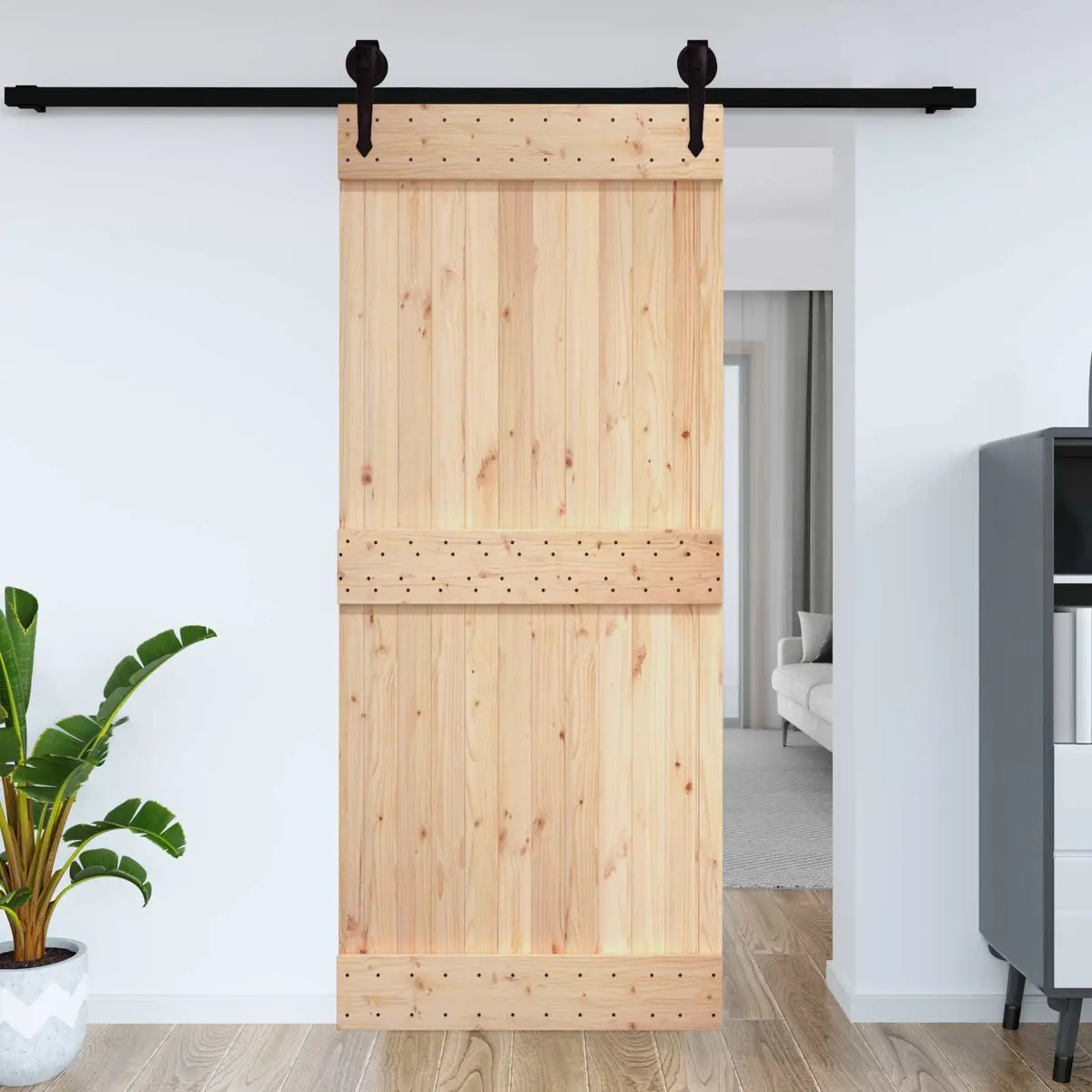 Solid Pine Wood Door for Home Use 100 x 210 cm
