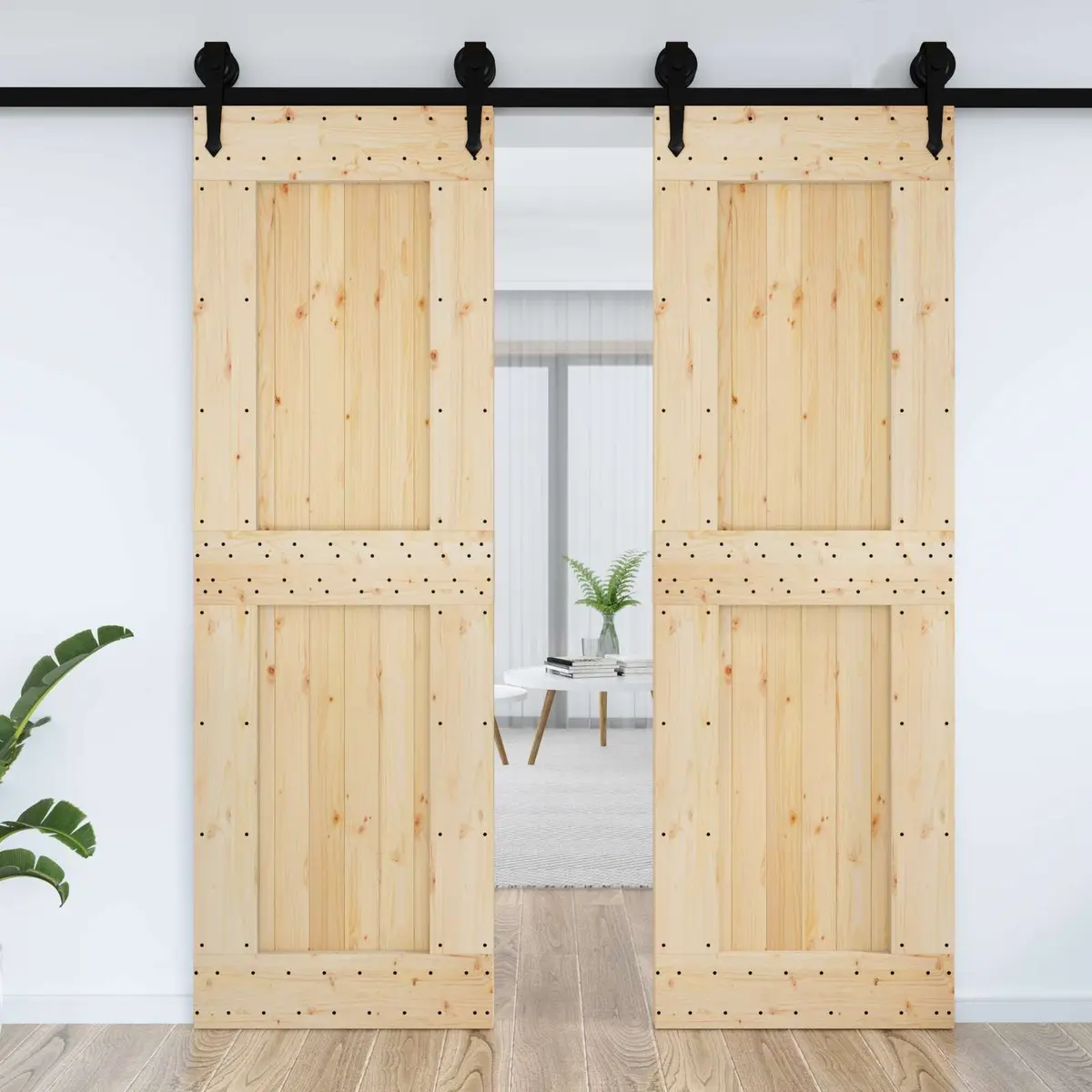 Solid Pine Wood Interior Door Modern Design Natural 70 x 210 cm