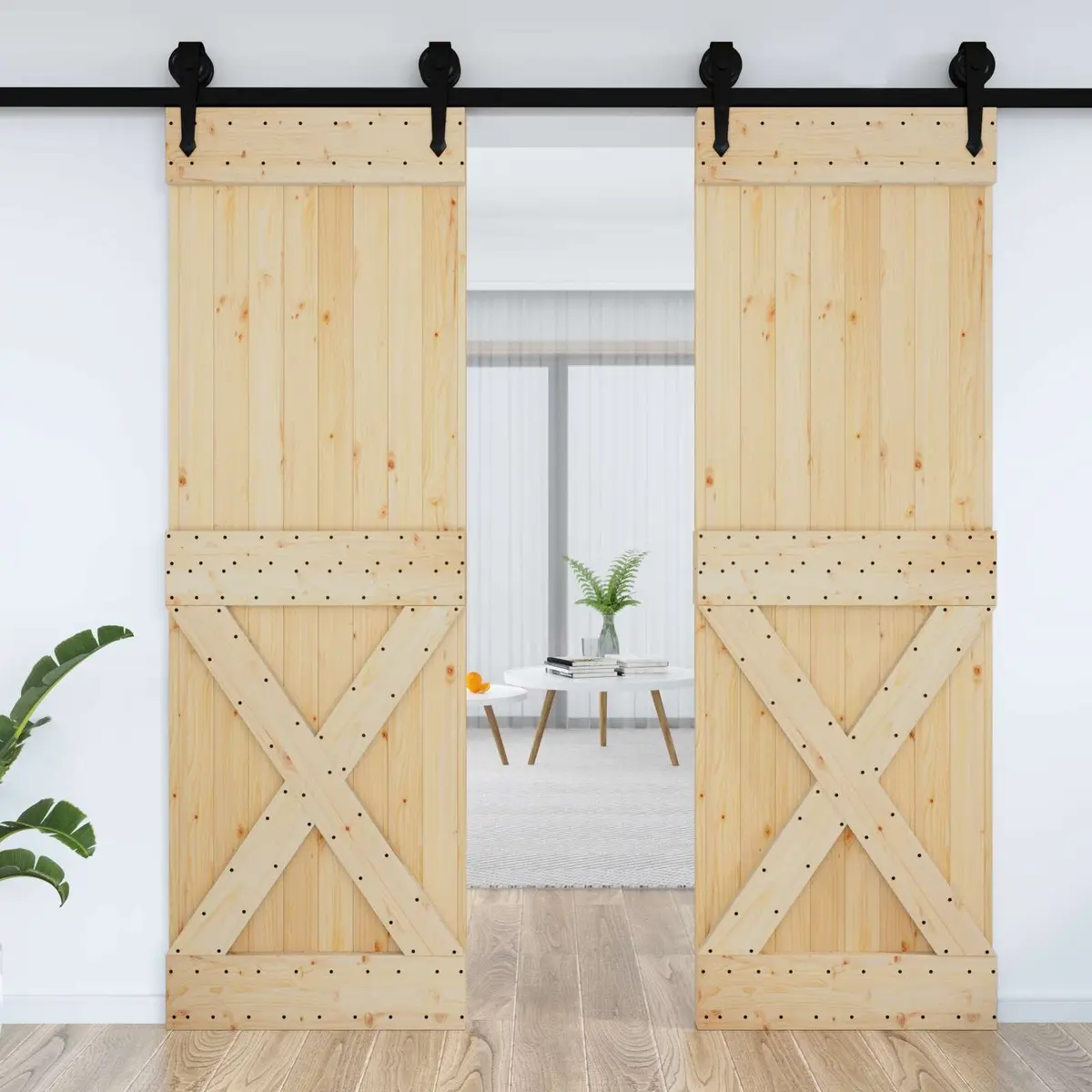 Solid Pine Wood Door Interior 70 x 210 cm Natural Brown Modern Minimalist Design