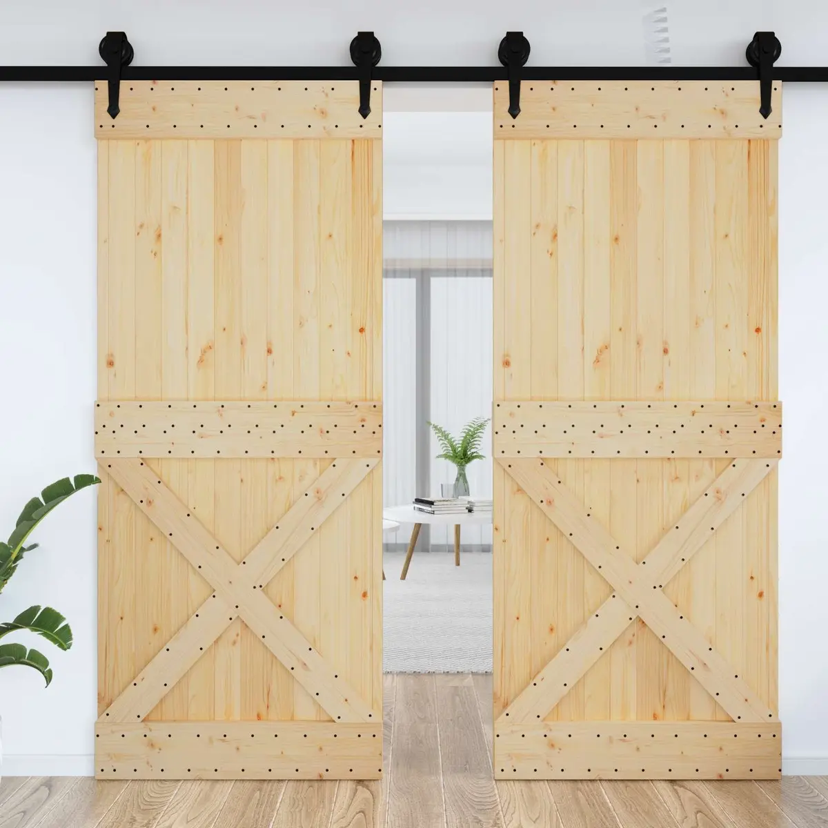 Solid Pine Wood Interior Door Natural 95 x 210 cm Modern Design Entry
