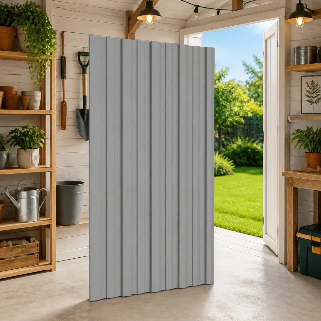 Roof Panel Galvanised Steel 80x45cm Grey Rectangular Set of 12 for Temporary Structures and Sheds