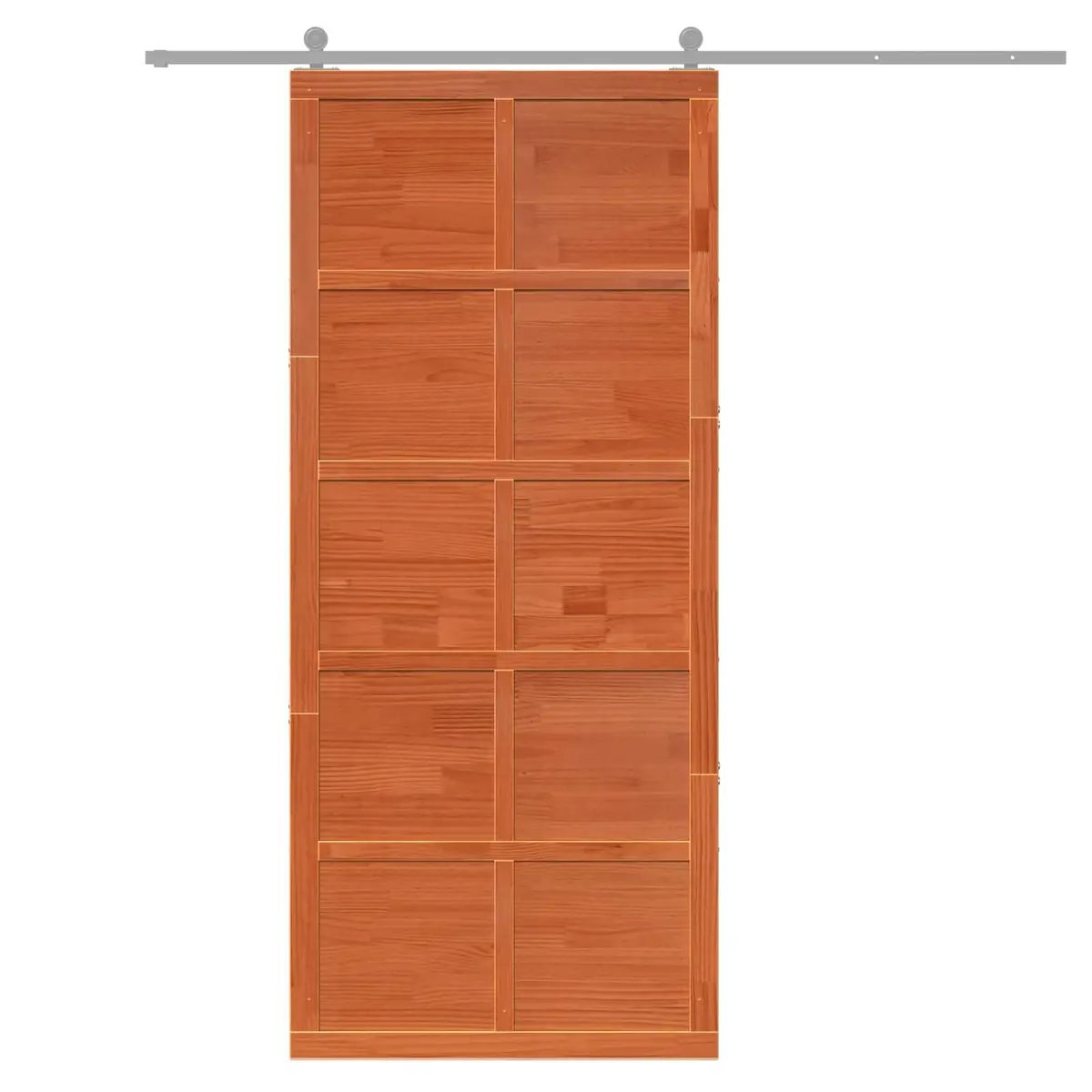 Solid Pine Wood Barn Door Sliding Rustic Brown Interior Space-Saving 80x208cm