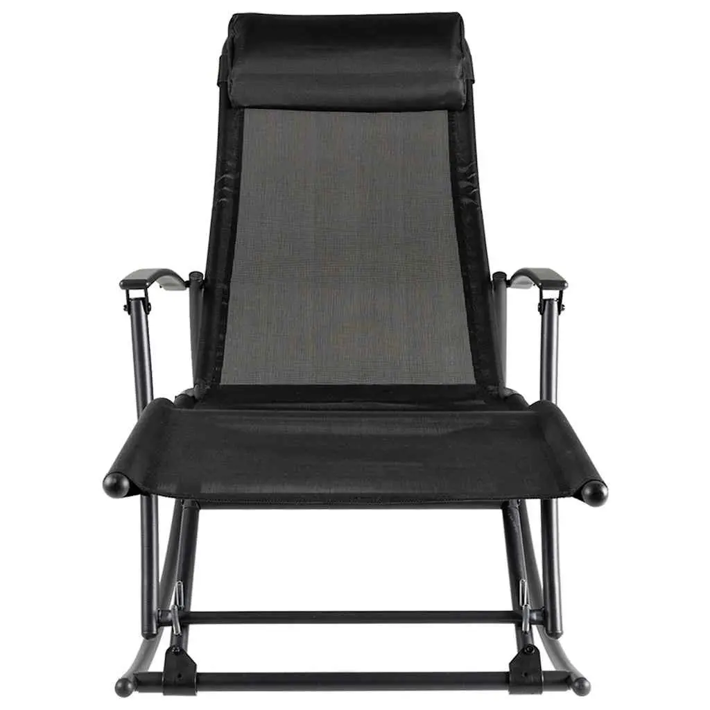 Garden Rocking Chair Steel Textilene Black Foldable Lightweight Adjustable Outdoor Lounge