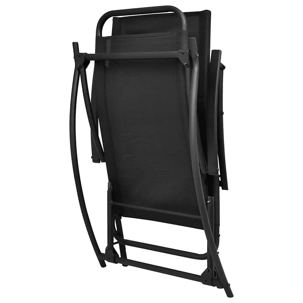 Garden Rocking Chair Steel Textilene Black Foldable Lightweight Adjustable Outdoor Lounge
