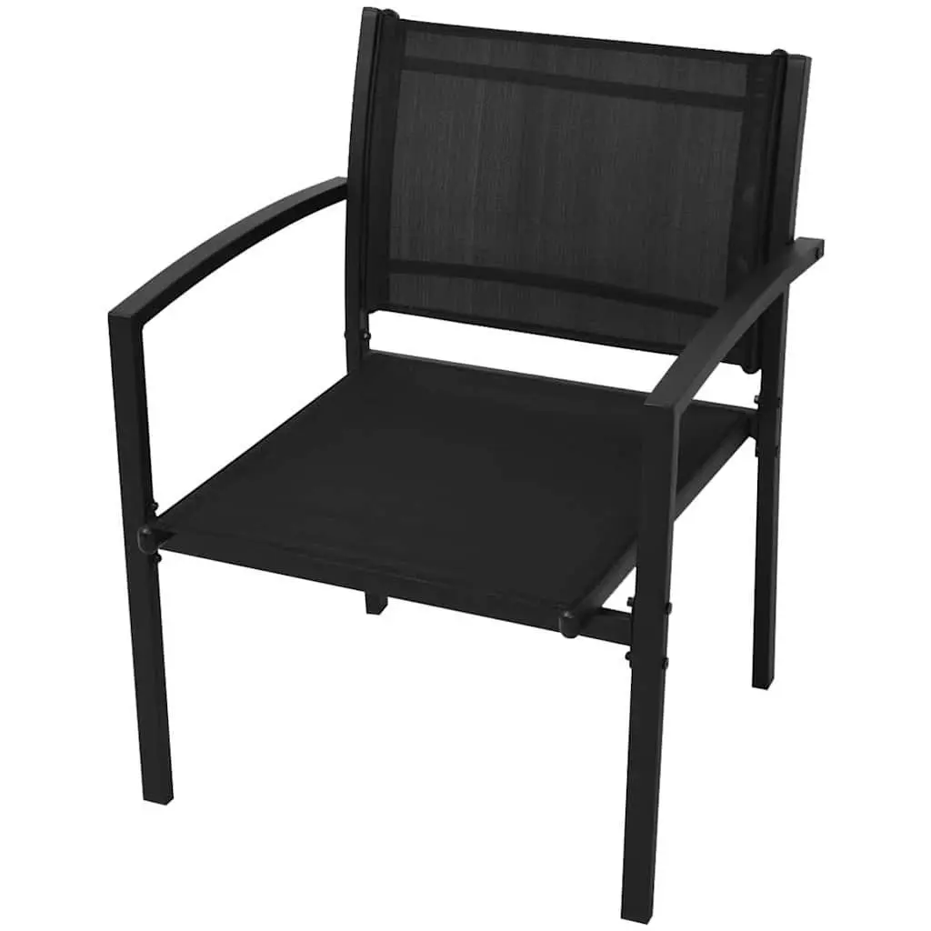 4 Piece Outdoor Garden Lounge Set Powder-coated Steel Frame Black Textilene Chairs Bench Coffee Table