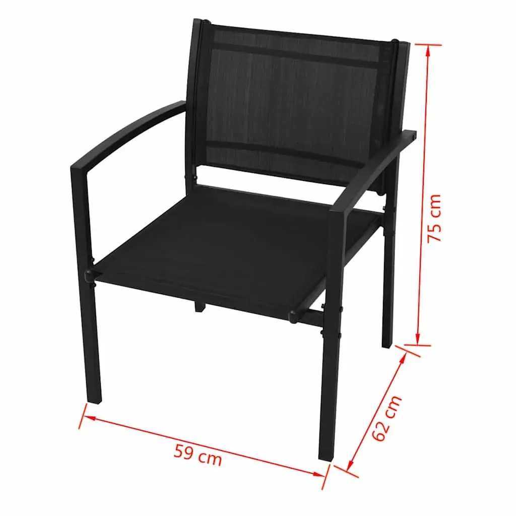 4 Piece Outdoor Garden Lounge Set Powder-coated Steel Frame Black Textilene Chairs Bench Coffee Table