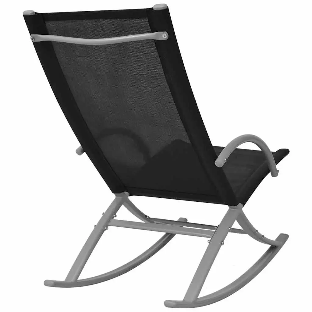 Set of 2 Outdoor Rocking Chairs Black Durable Textilene Fabric Steel Frame Garden Lounge Seating
