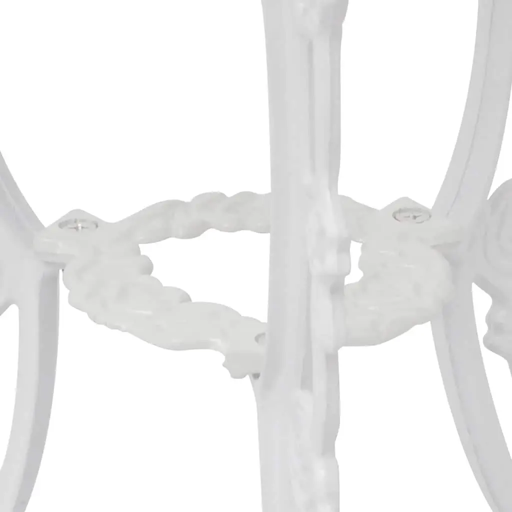 Bistro Set Cast Aluminium Round Table 2 Chairs White