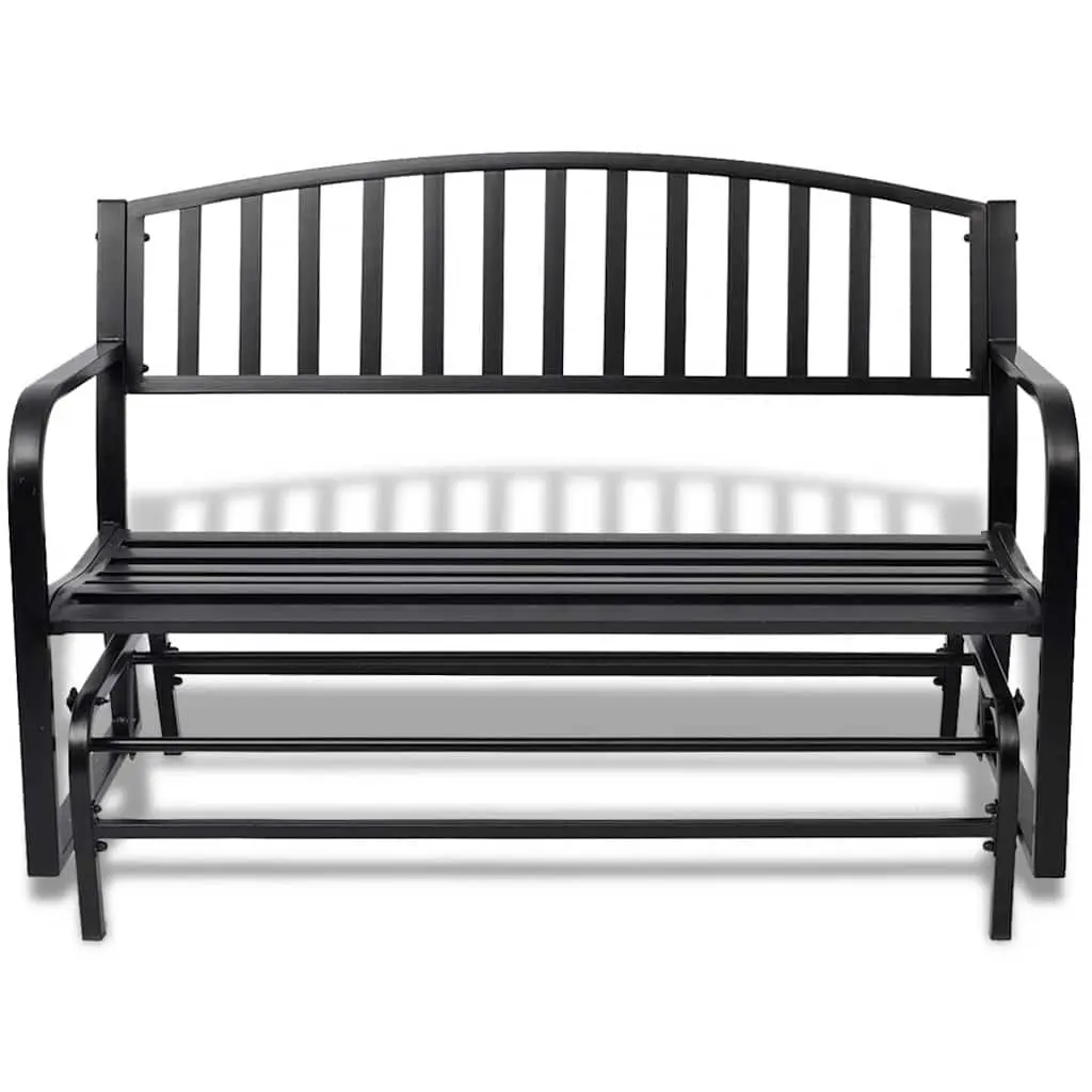 Black Steel Garden Porch Swing Bench Rocking Glider Outdoor Seating for Two