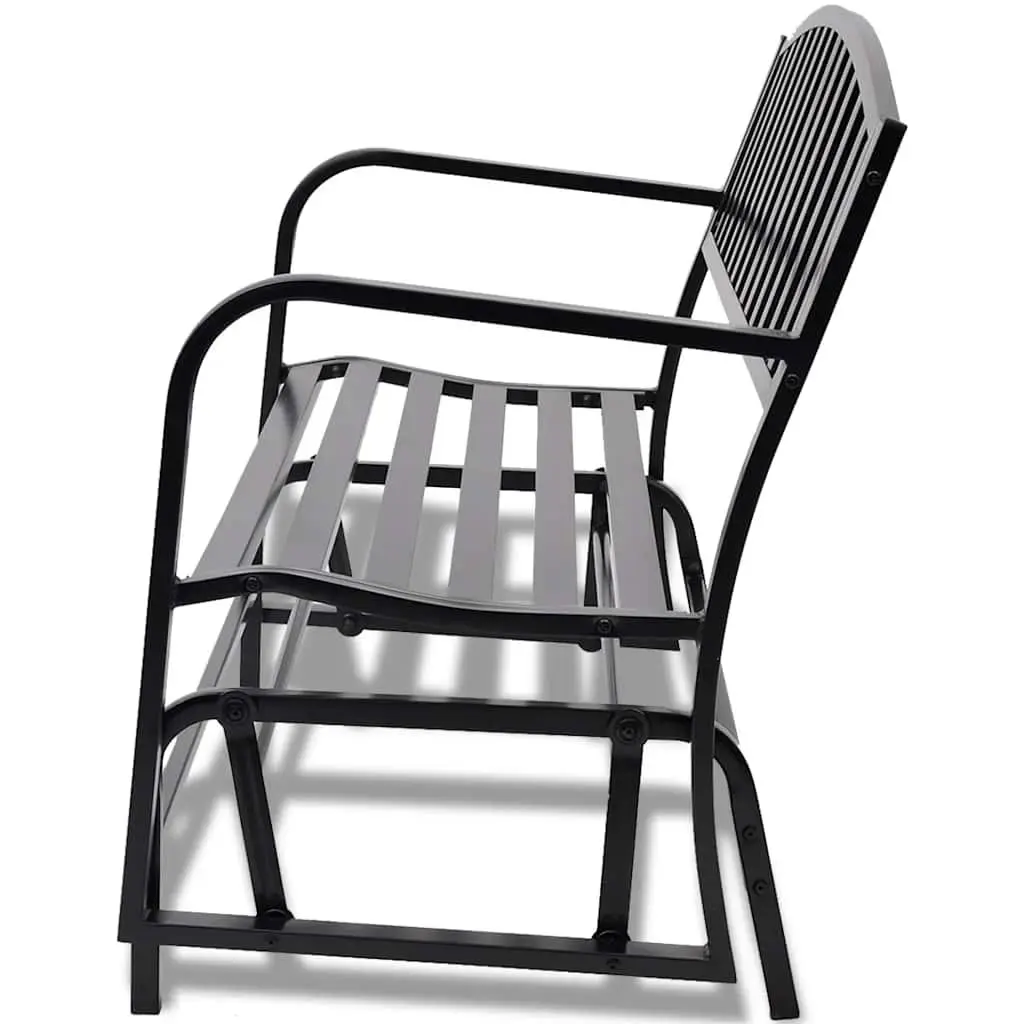 Black Steel Garden Porch Swing Bench Rocking Glider Outdoor Seating for Two