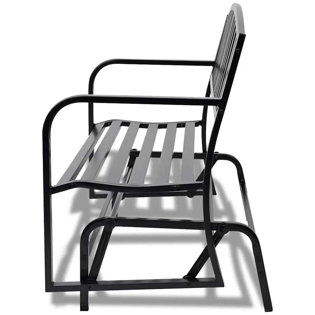 Black Steel Garden Porch Swing Bench Rocking Glider Outdoor Seating for Two