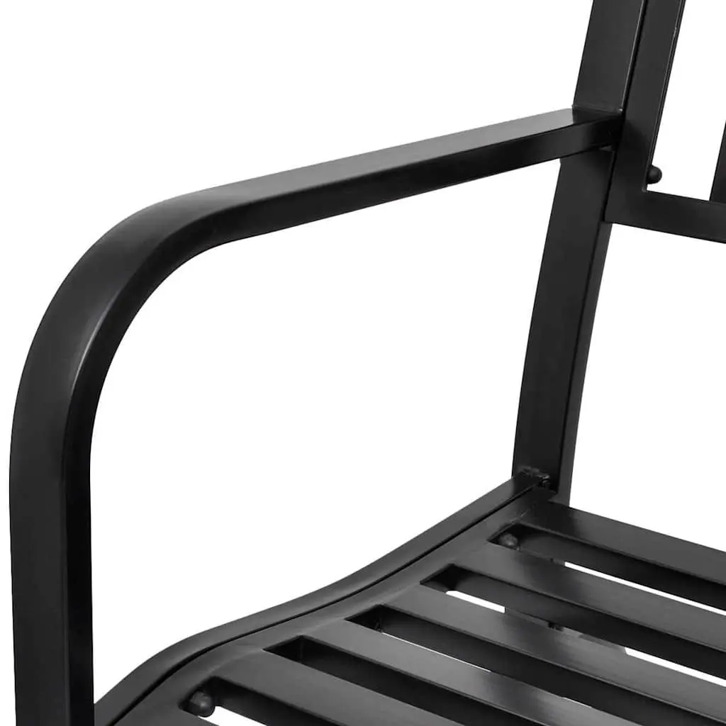 Black Steel Garden Porch Swing Bench Rocking Glider Outdoor Seating for Two