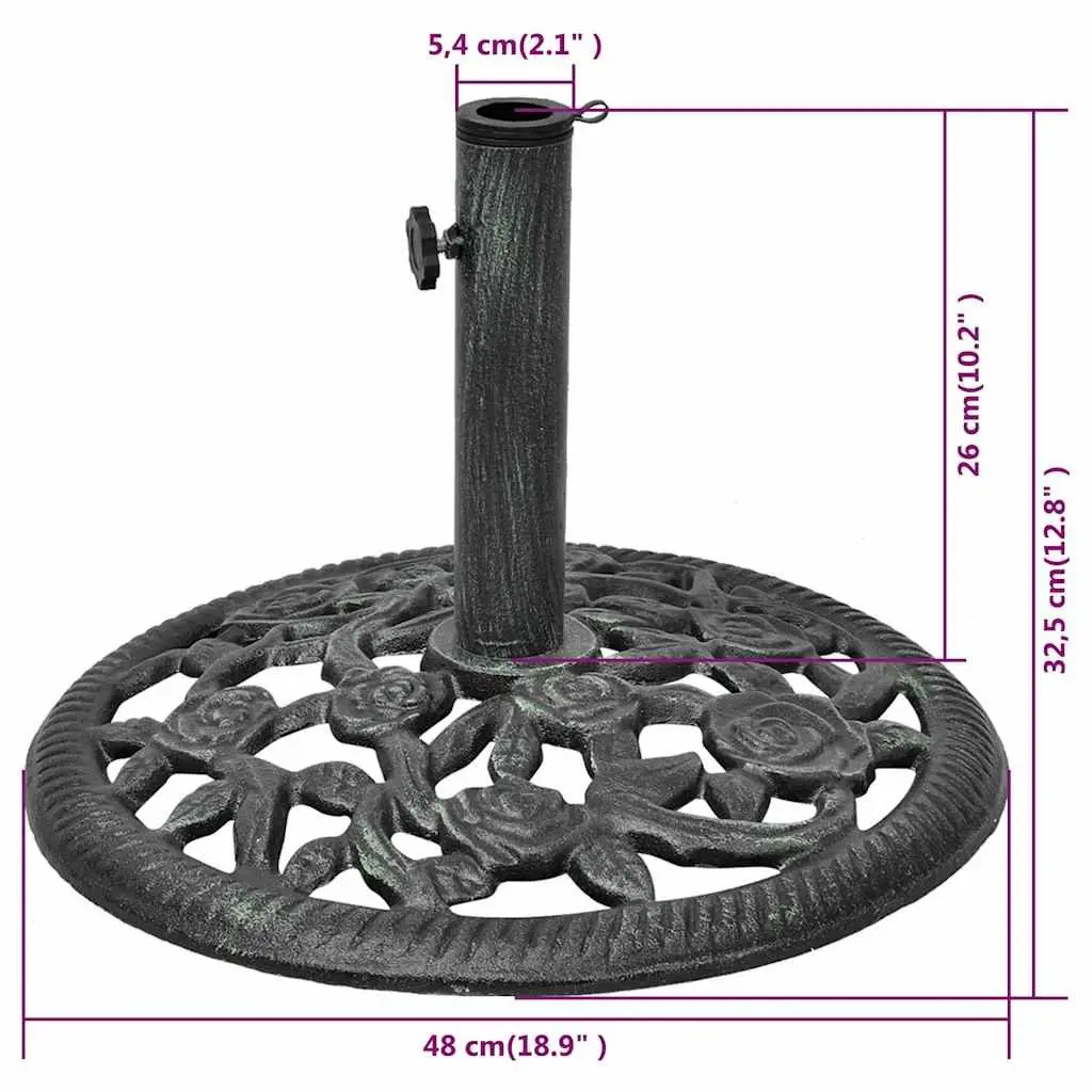 Outdoor Umbrella Base Cast Iron Green 12kg
