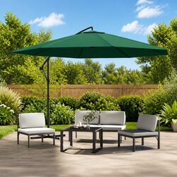 Cantilever Garden Parasol 3.5m Outdoor Sunshade UV-Proof Patio Umbrella Green