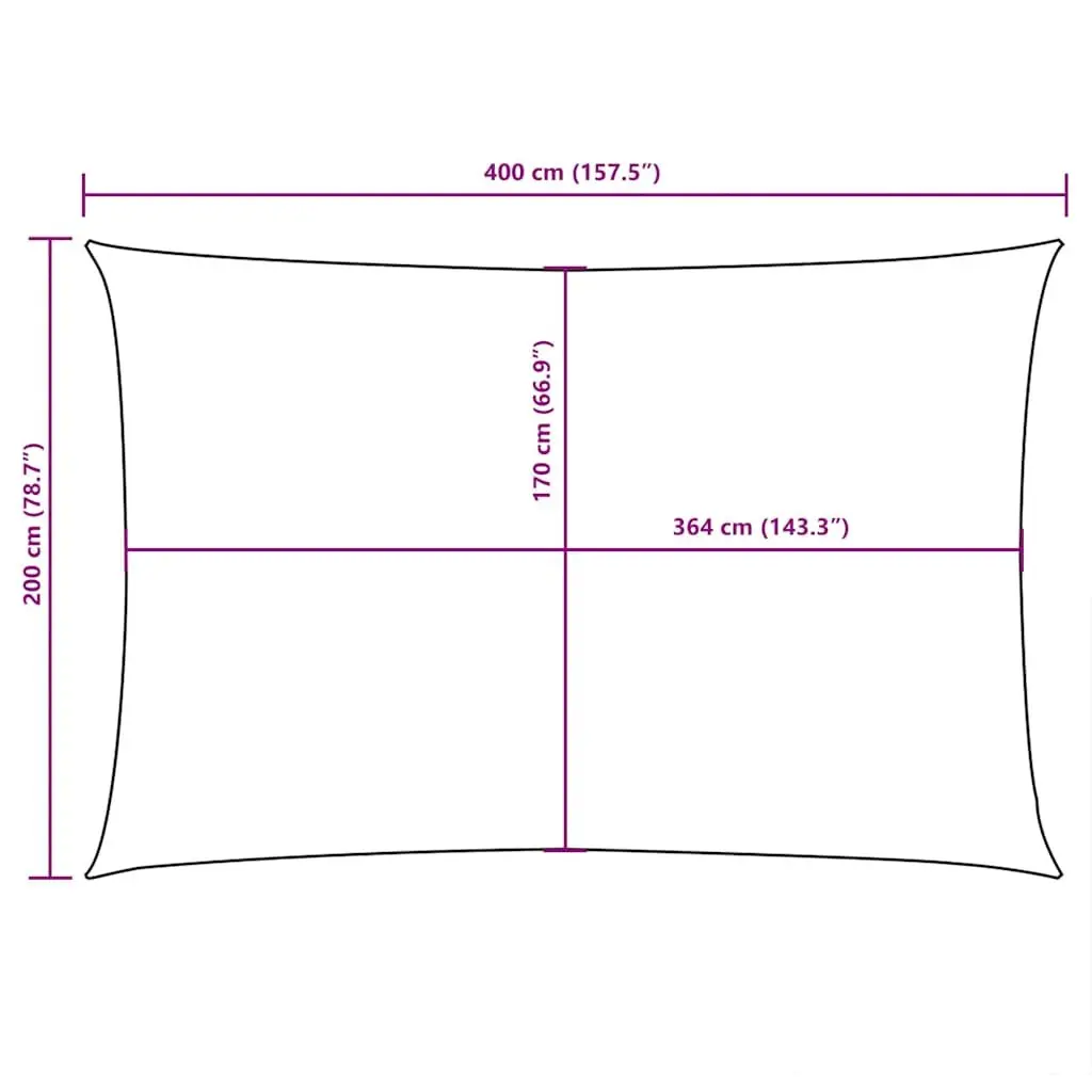Rectangular Sunshade Sail Outdoor Garden Patio 2x4m Cream PU Coated Oxford Fabric Mould and UV Resistant Shade Protection