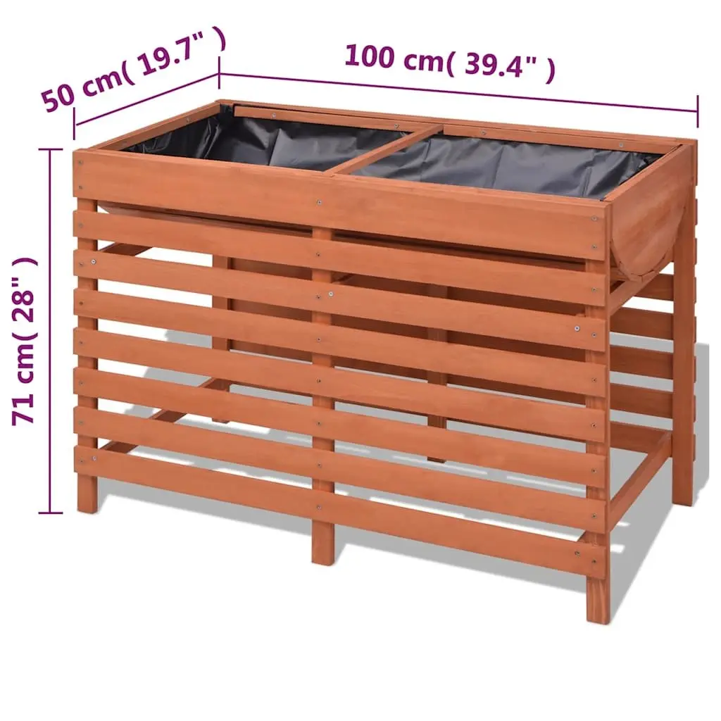 Wooden Garden Planter Box 100x50x71 cm Raised Bed Vegetables Flowers Herbs Brown