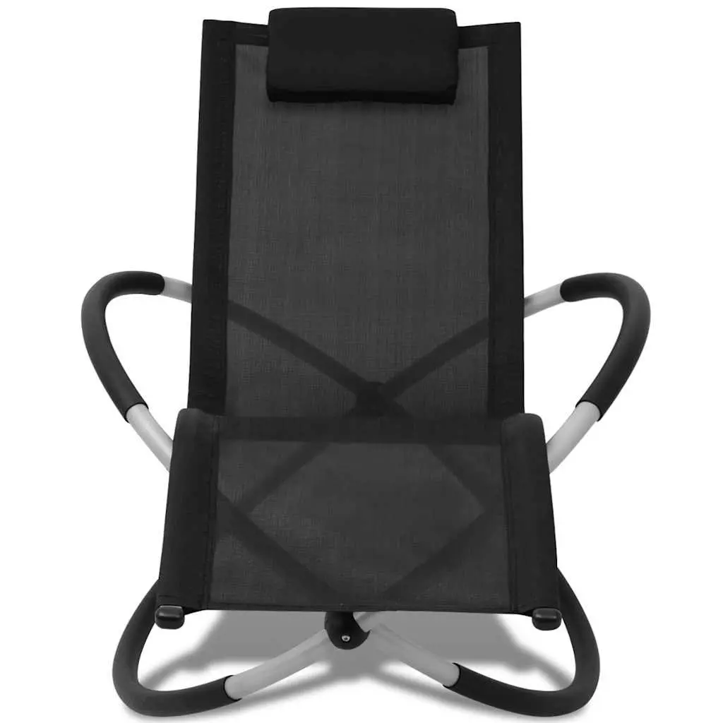 Folding Sun Lounger Galvanised Steel Textilene Outdoor Chair Black