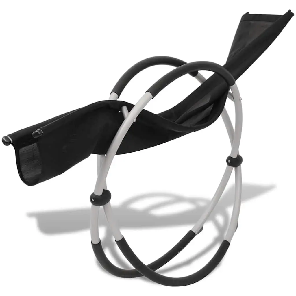 Folding Sun Lounger Galvanised Steel Textilene Outdoor Chair Black