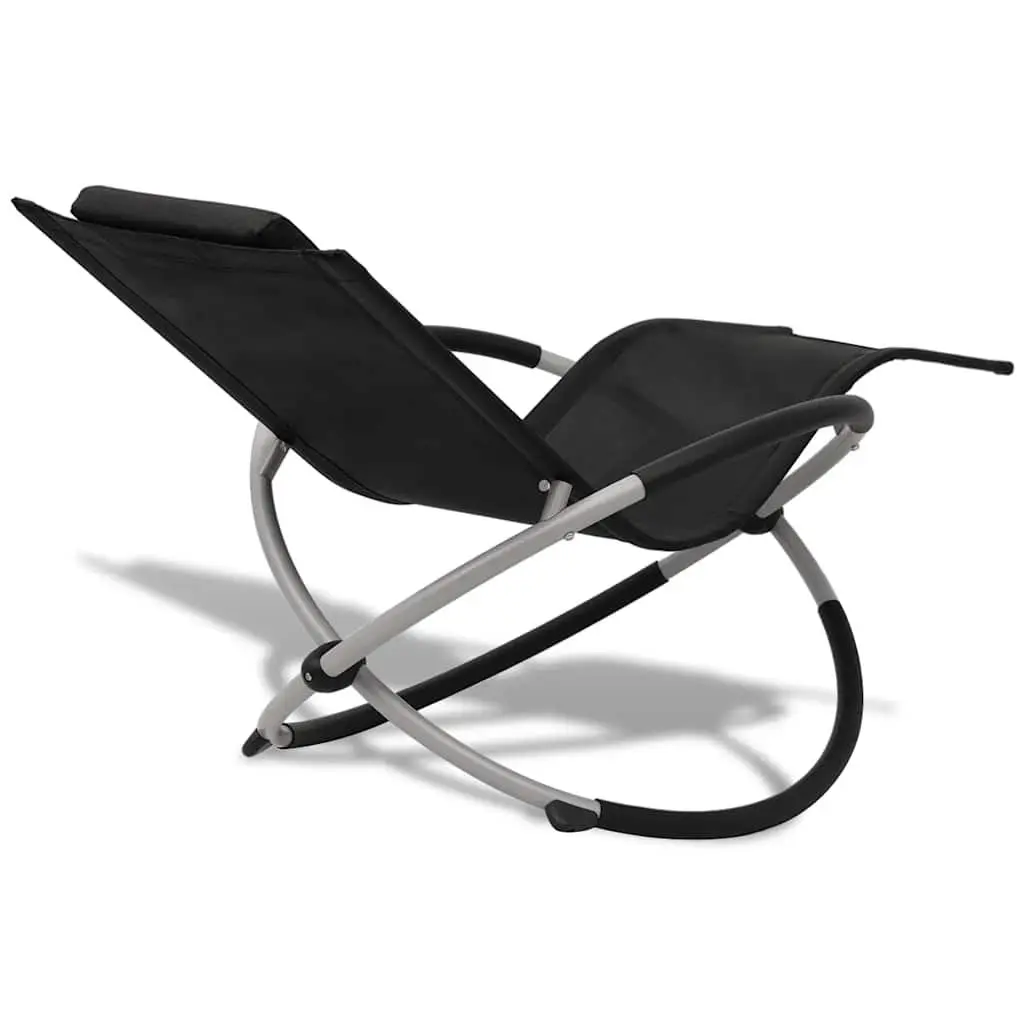 Folding Sun Lounger Galvanised Steel Textilene Outdoor Chair Black