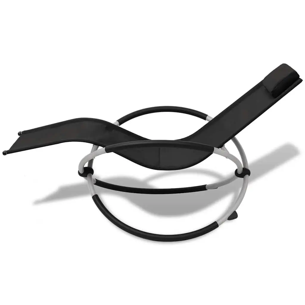 Folding Sun Lounger Galvanised Steel Textilene Outdoor Chair Black