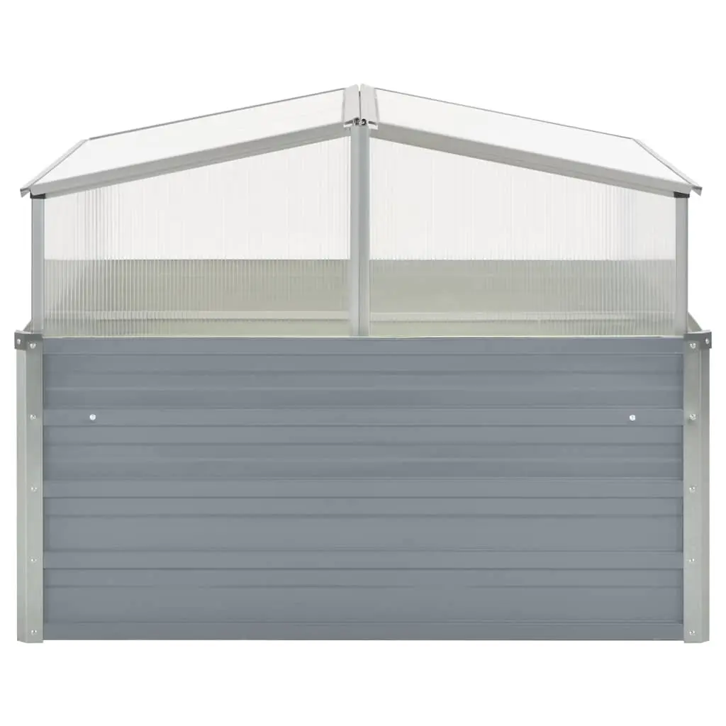 Greenhouse Galvanised Steel 100x100x85cm Grey PC Panel Garden Plant Shelter