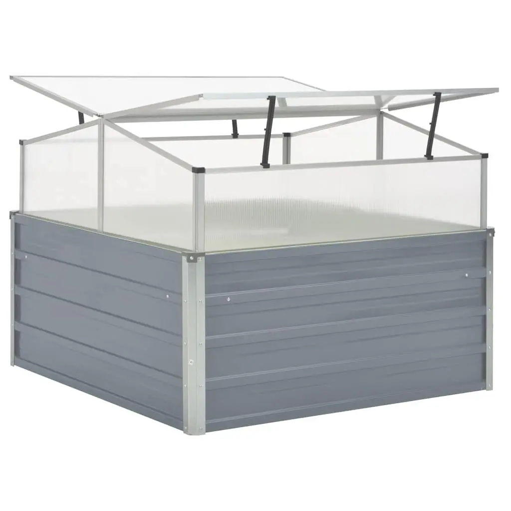 Greenhouse Galvanised Steel 100x100x85cm Grey PC Panel Garden Plant Shelter