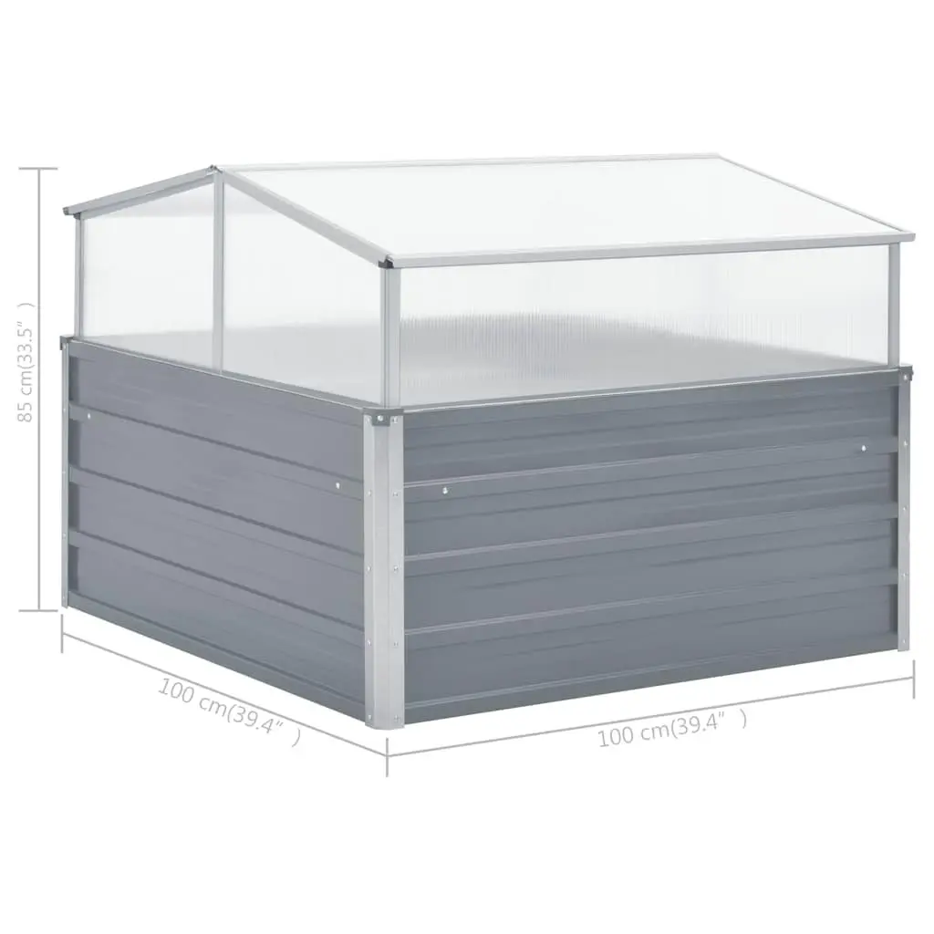 Greenhouse Galvanised Steel 100x100x85cm Grey PC Panel Garden Plant Shelter