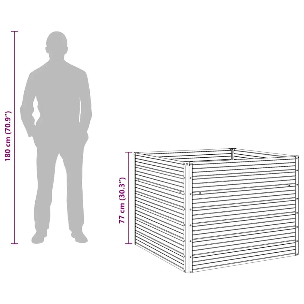 Raised Garden Bed Galvanised Steel 100x100x77 cm Grey Planter for Vegetables Herbs