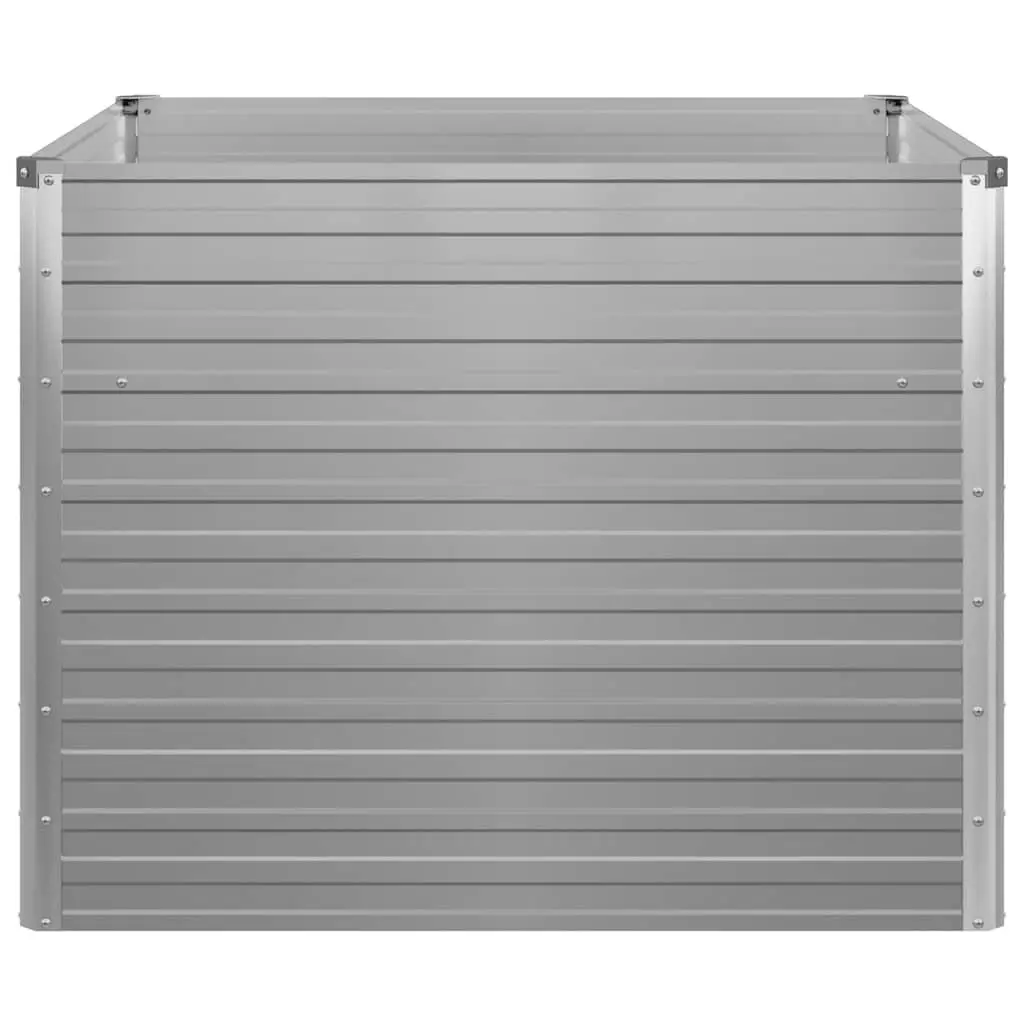 Raised Garden Bed Galvanised Steel 100x100x77 cm Grey Planter for Vegetables Herbs