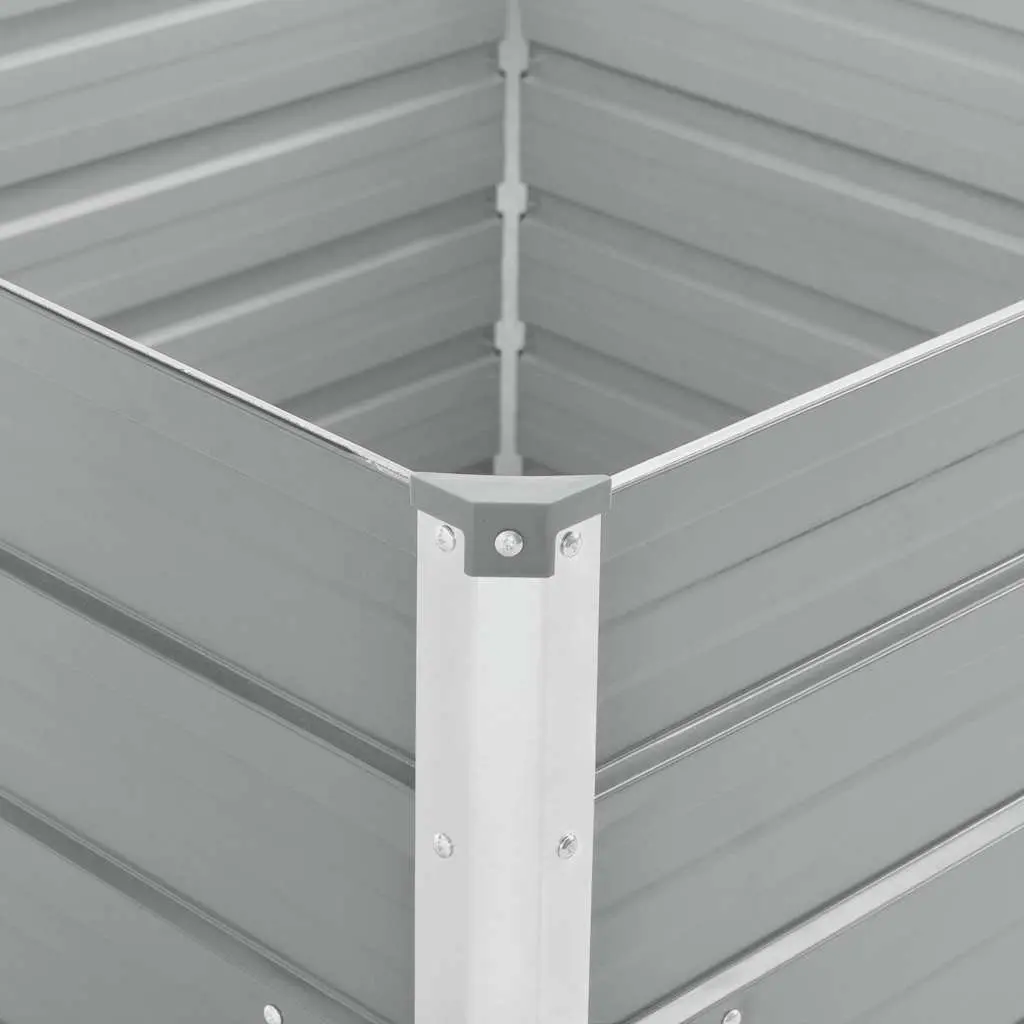Raised Garden Bed Galvanised Steel 100x100x77 cm Grey Planter for Vegetables Herbs