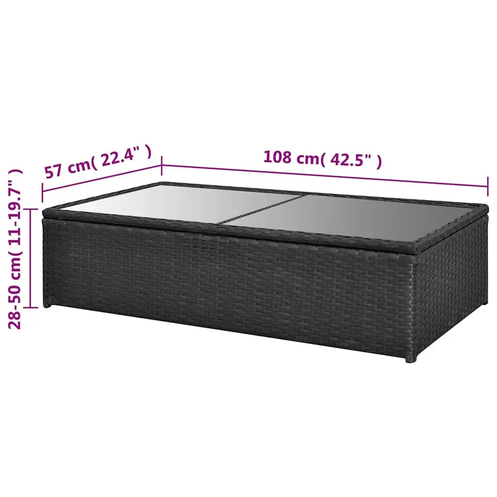 Garden Lounge Set Powder-Coated Steel PE Rattan 4 Piece Black