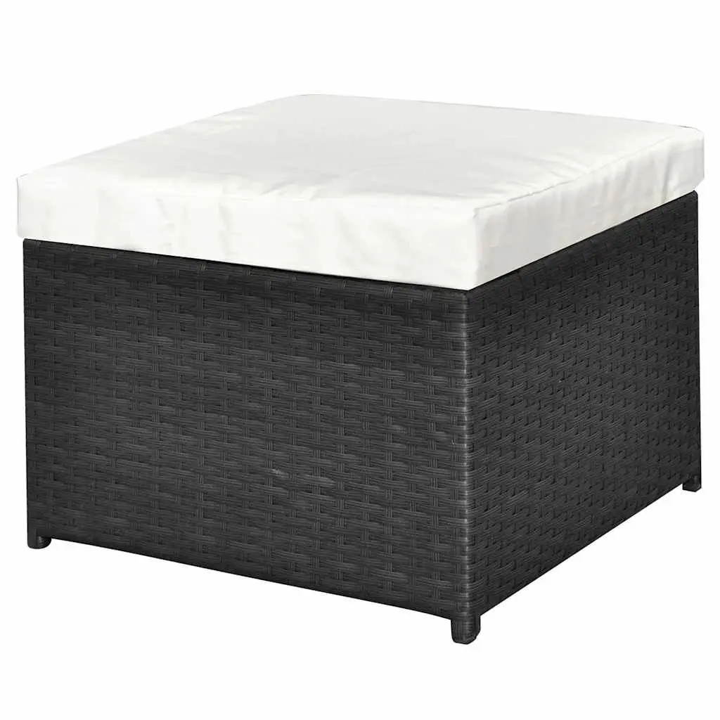 Garden Lounge Set Powder-Coated Steel PE Rattan 4 Piece Black
