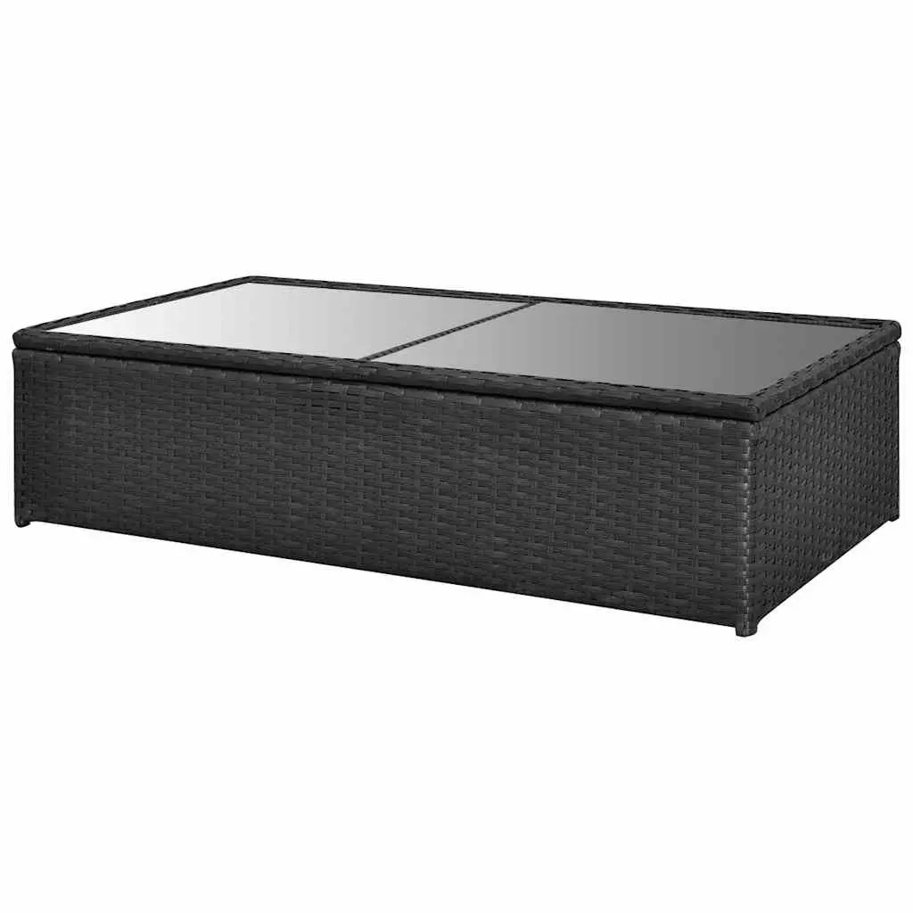 Garden Lounge Set Powder-Coated Steel PE Rattan 4 Piece Black
