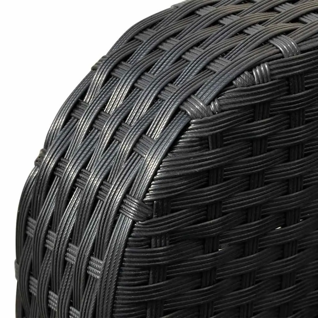 Garden Lounge Set Powder-Coated Steel PE Rattan 4 Piece Black