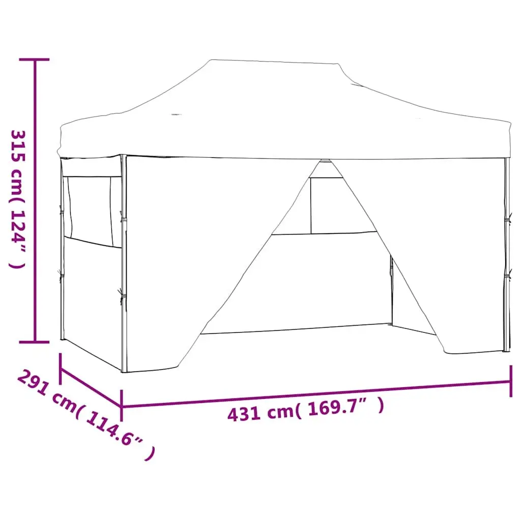 Foldable Pop-Up Tent Oxford Fabric 3x4.5m Blue with 4 Side Walls