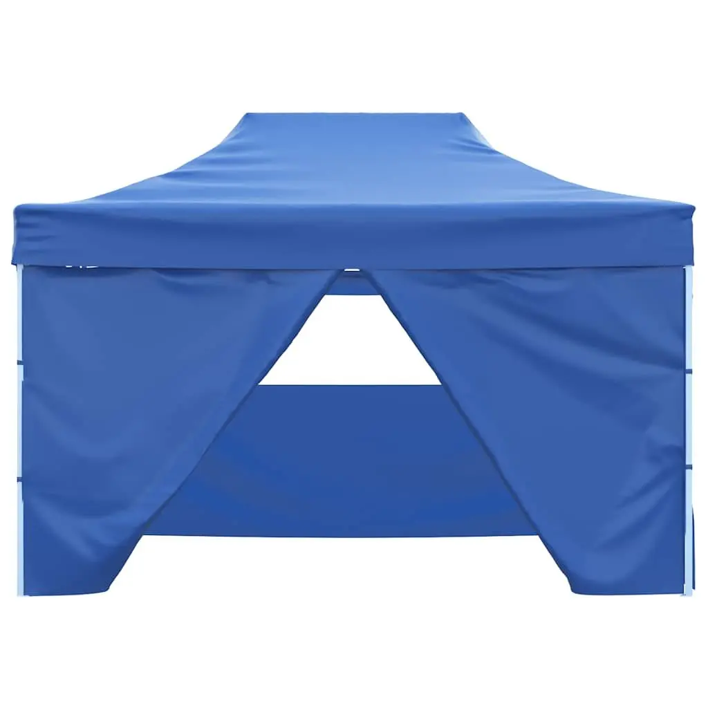 Foldable Pop-Up Tent Oxford Fabric 3x4.5m Blue with 4 Side Walls