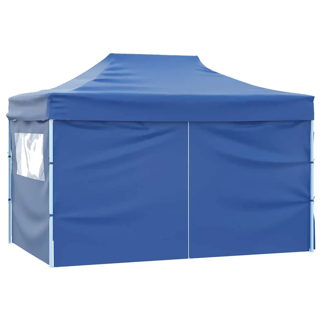 Foldable Pop-Up Tent Oxford Fabric 3x4.5m Blue with 4 Side Walls