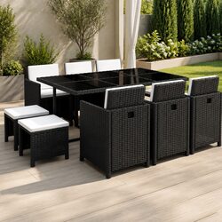 Versatile 11 Piece Outdoor Furniture Set in Black
