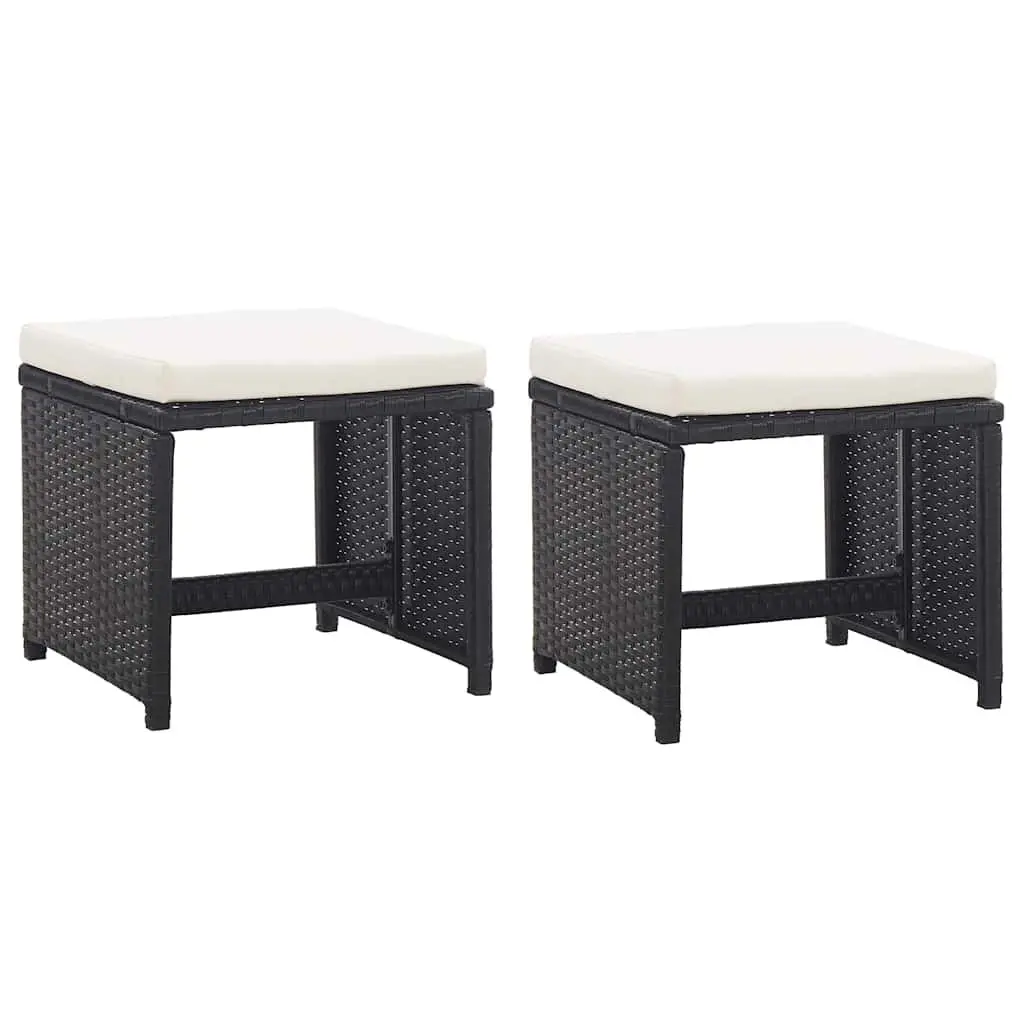 Outdoor Dining Set 13 Piece PE Rattan Garden Furniture Black Powder-coated Steel Table Chairs Stools